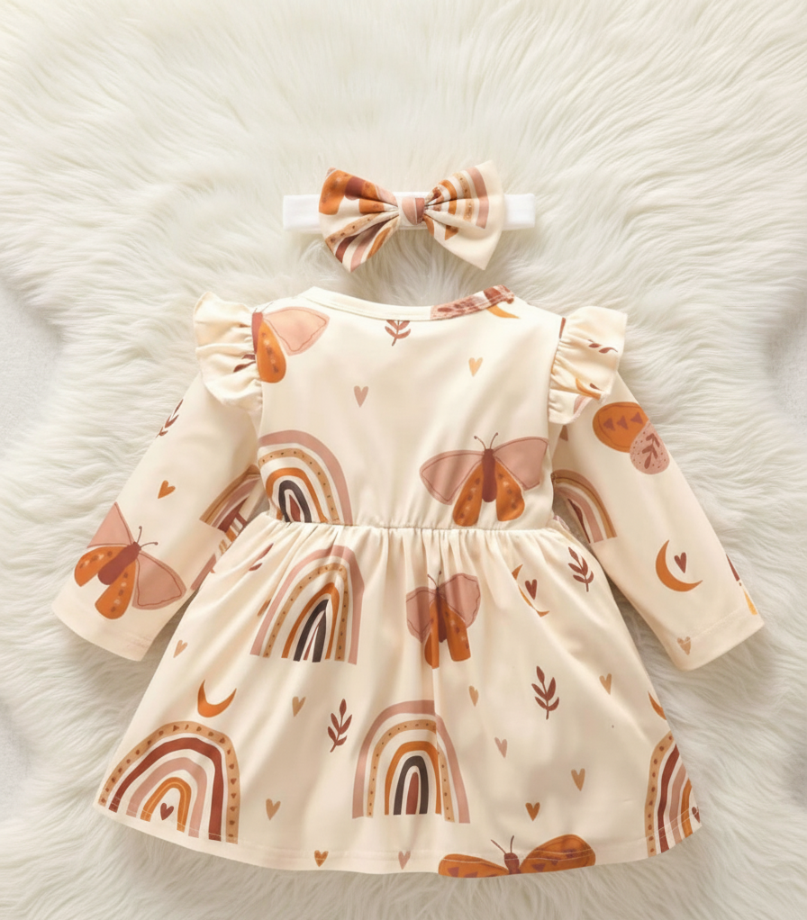 Butterfly Print Ruffle- Baby Dress